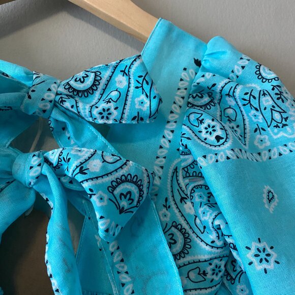 Handmade Children's 100% Cotton Blue Paisley Back Bows Dress - Picture 13 of 14